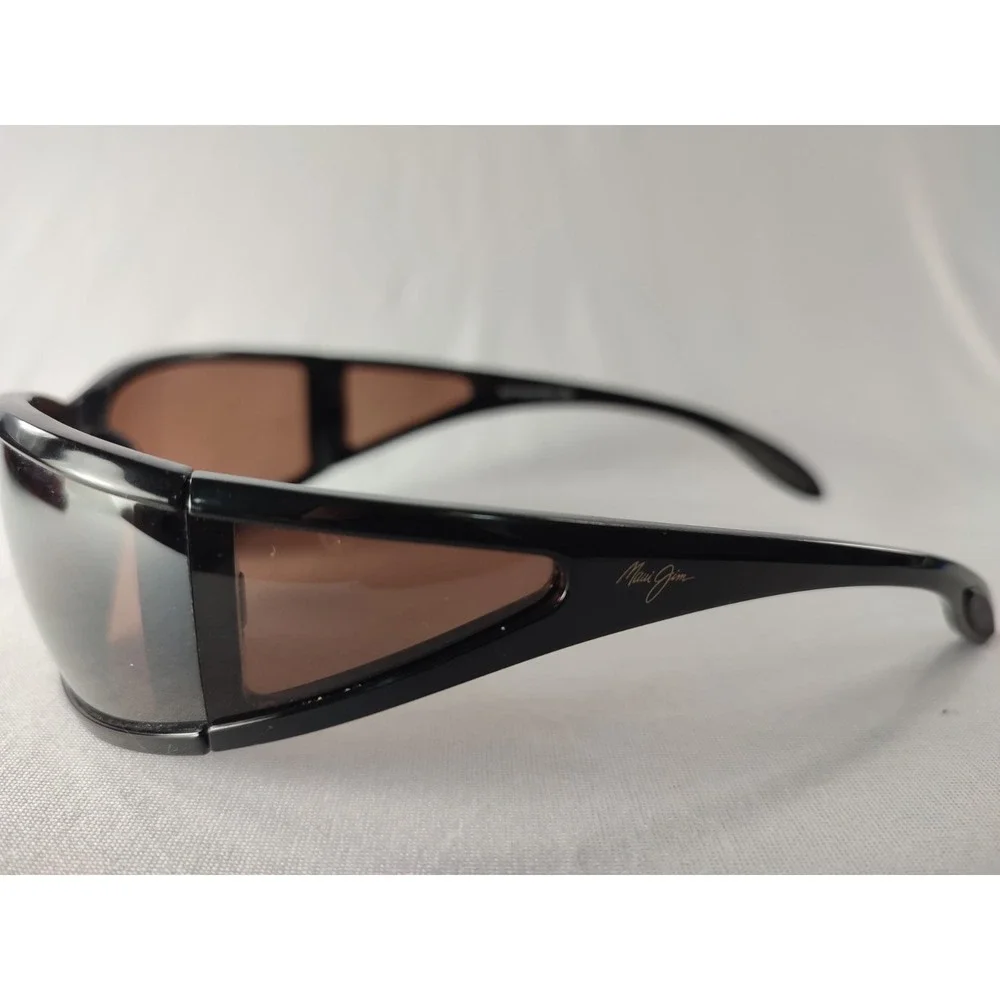 RARE Maui Jim Offshore MJ-444-02 Gloss Black HCL Bronze Polarized NEAR MINT‎